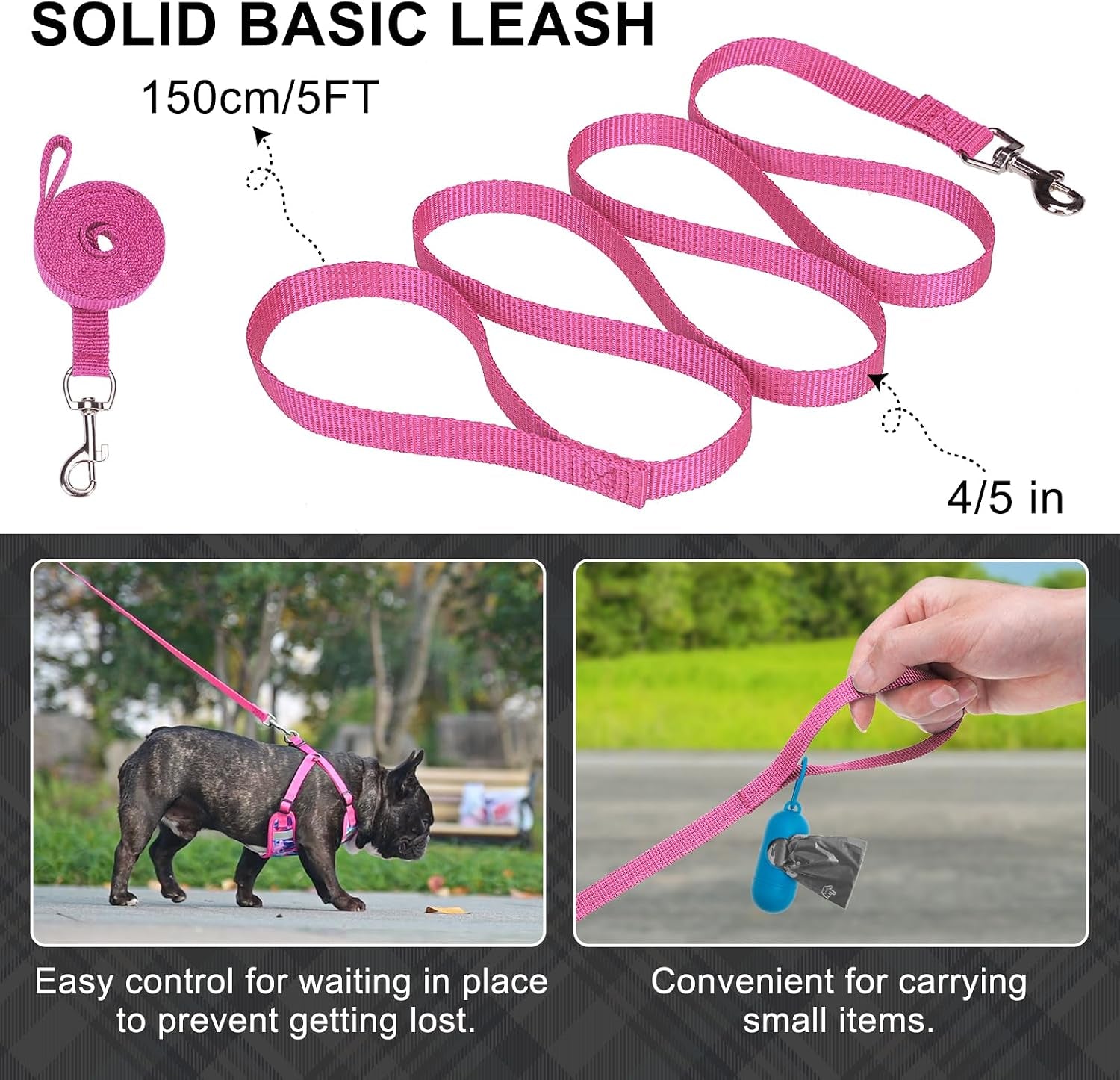 beautyzoo-dog-harness-collar-and-leash-set-no-pull-step-in-dog-harness-for-large-dogs-reflective-no-choke-puppy-vest-harness-adjustable-soft-padded-pet-vest-for-french-bulldog-dark-pink-l