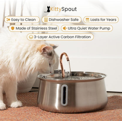 The Kittyspout Stainless Steel Wireless Cat Water Fountain, 4L/108Oz4