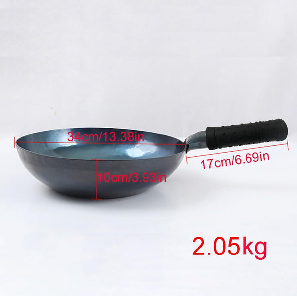 Stir Fry Pans,Chinese Handhammered Iron Woks，Mirror Flat Bottom Pot，No Coating Non-Stick, Suitable for All Kinds of Stoves (Diameter 34Cm/13.38In)2