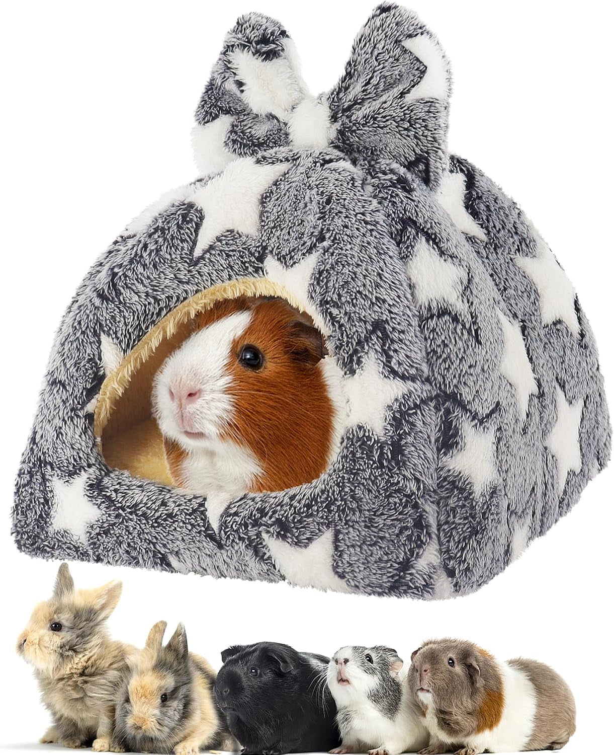 mygeromon-guinea-pig-bed-rabbit-hideout-cuddle-cup-strawberry-style-washable-winter-small-animals-sleeping-house-for-ferret-chinchilla-bunny