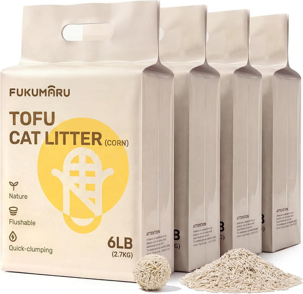 FUKUMARU Tofu Cat Litter - Natural Lightweight Unscented Cat Litter Pellets, 99.9% Dust Free Quick Clumping, Effective Odor Control, Flushable, Low Tracking, 18 LBS (3 Packs)13