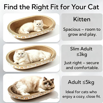 3 Pack Large Cat Scratcher Cardboard, Oval Cat Scratcher Bed Cat Scratch Pad Board Lounge Couch for Indoor Cats Bowl Shaped Cat Scratching Post Nest for Cats Grinding Claw Furniture Protector4