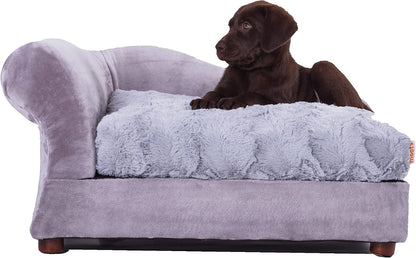Moots Furry Pet Lounge, Pet Bed with 2 Pillows, Deluxe Sofa for Dogs, Easy to Coordinate, Stylish and Cleanable Dog Sofa, Couch - Charcoal, Large13
