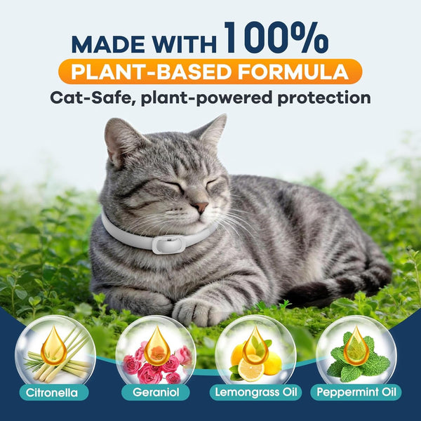 Flea and Tick Collar for Cats 5 Pack, 8 Months Protection, Plant-Based Ingredients, Water-Resistant, Adjustable & Lightweight, Suitable for Adult Cats & Kittens, White4