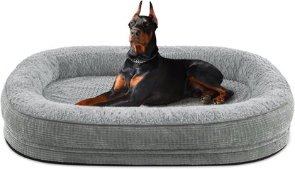 JOEJOY Orthopedic Dog Beds Large Sized Dog, XL Egg-Crate Memory Foam Pet Couch Bed with Bolster Sides, Waterproof Lining, Removable Washable Cover & Non-Slip Bottom, Grey23