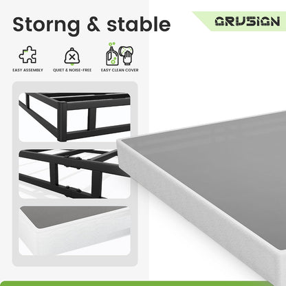 7 Inch Box Spring for Queen Bed, Quick Assembly Queen Size Metal Mattress Foundation with Fabric Cover, Strong Steel Frame, Heavy Duty, Low Profile Bed Frame Base Cama, Queen Upgraded Version6