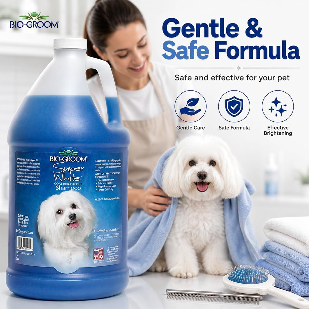 bio-groom-super-whitening-dog-shampoo-whitening-pet-shampoo-dog-bathing-supplies-puppy-wash-grooming-supplies-cruelty-free-1-gallon