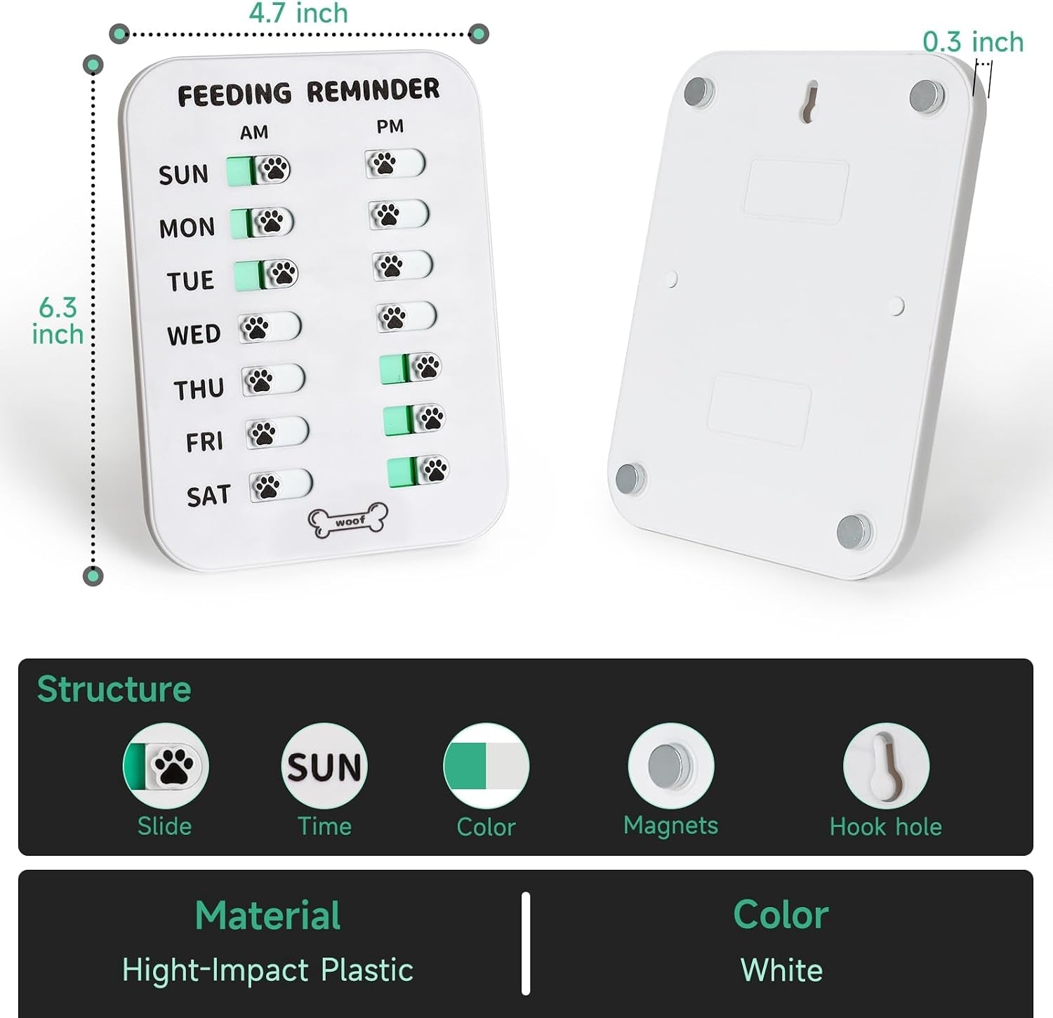 yauyik-dog-feeding-reminder-magnetic-reminder-sticker-am-pm-daily-indication-chart-feed-your-pets-fridge-magnets-and-double-sided-tape-helps-you-to-track-pet-feeding-medication-white