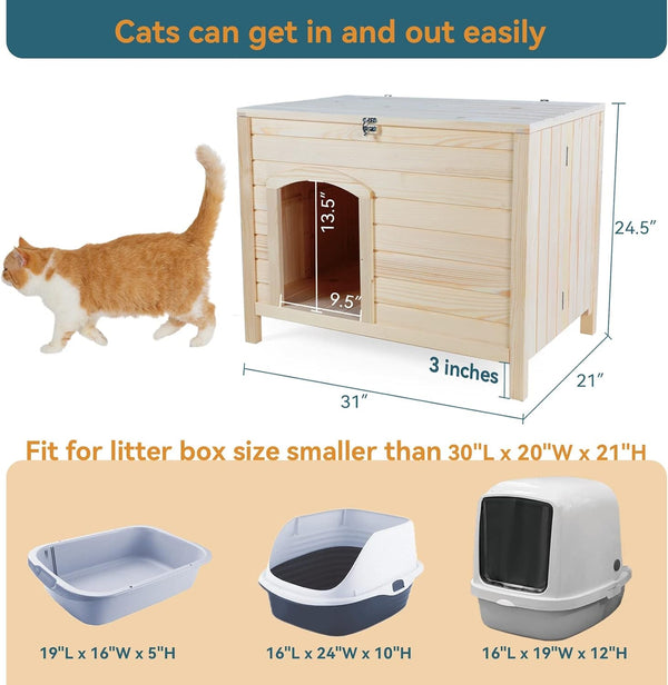 Petsfit Folding Litter Box Enclosure, No Tools Required for Assembly, Cat Litter Box Furniture Hidden, Fit Most of Litter Box, Dog House Cat House, 30" L×21" W×24.5" H5