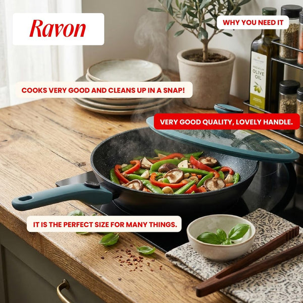 Nonstick Wok Pan with Glass Lid and Detachable Handle, 12.4In | Forged Aluminum Wok with Ceramic Coating, Induction-Ready Base, Removable Handle, and Glass Lid for Everyday Home Cooking.6