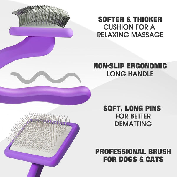 Bonteck Dog Slicker Brush for Dogs Grooming Kit 5PCS Long Haired Doodles | Goldendoodles Poodles, Skin Friendly Deshedding, Comb and Rake, Removes Undercoat, Professional Detangling, Large, Purple2