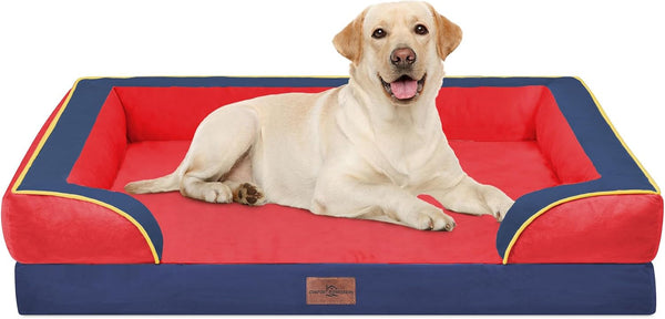 Comfort Expression Orthopedic Dog Bed for Extra Large Dogs with Bolster | Waterproof Dog Couch Bed with Washable Cover & Non-Slip Bottom, Supportive Egg Crate Foam XL Pet Bed, 42X30 Inch24