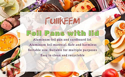 1 Lb Small Aluminum Pans with Lids(40 Pack - 5"×4") Tin Foil Pans Disposable Cookware- Cardboard Lids, for Cooking Baking Party Meal,Takeout Trays - to Go Disposable Food Container9