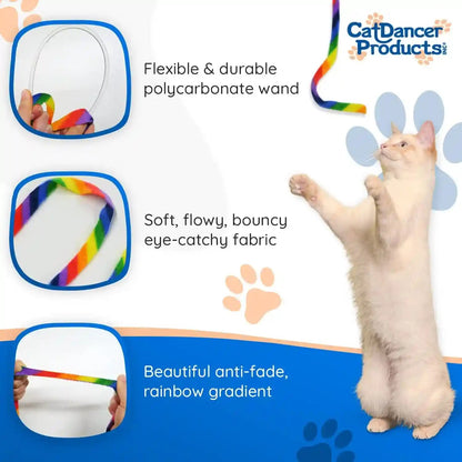 Cat Dancer Products Rainbow Cat Wand Charmer, Safe Teaser Wand for Indoor Cats & Kittens, Flexible Exercise Toy Made of Multicolor Fabric Ribbon, for Medium Breeds4