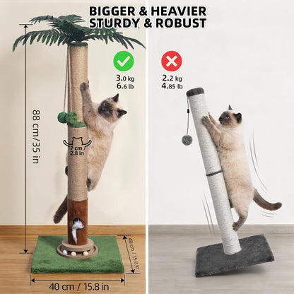 Fantasreen Cat Scratching Post 35'' Tall with Toy Mouse for Indoor Cats, Green3