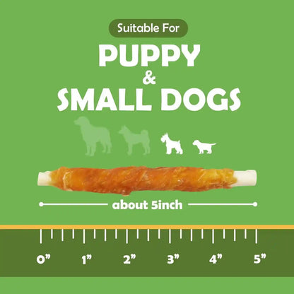 MON2SUN Dog Treats, 5 Inch Chicken Wrapped Rawhide Sticks, 14.11 Oz | Long-Lasting Chew Engagement, Dental-Friendly Chewing Support, Sized for Puppies and Small Dogs2