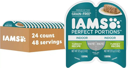 IAMS Perfect Portions Pate Wet Cat Food, Salmon & Turkey, 12 Count, 2-Pack | Grain-Free, Antioxidant Vitamin E for Immunity, Prebiotic Fiber for Digestion, Snap-Peel-Serve 2.6 Oz. Twin-Pack Trays11