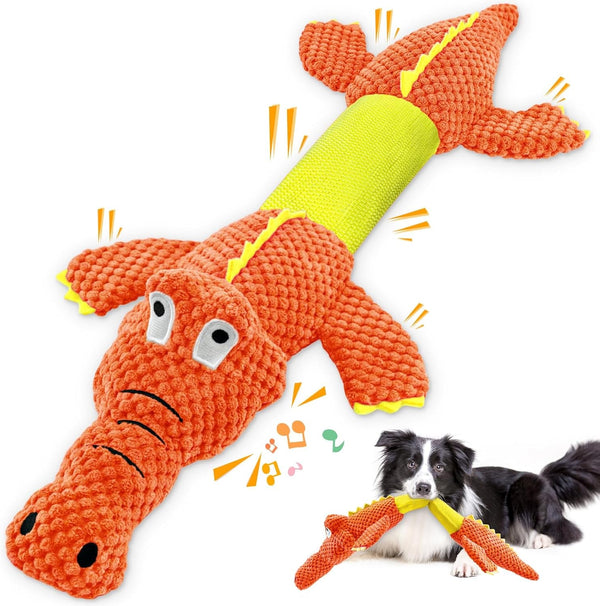 WOWBALA Dog Squeaky Toys Stretchable Crocodile for Interactive Tug of War | 24-31In Plush Chew Toy with Squeaker & Crinkle Paper, Pineapple Cotton, Ideal for Puppy Small Medium Dogs Indoor Outdoor Play15