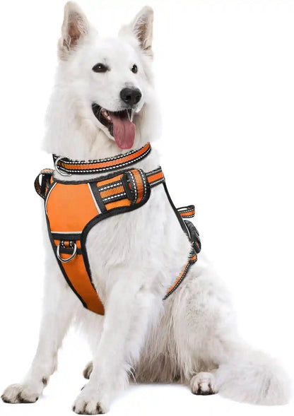 Dog Harness No Pull, Pet Harnesses with Dog Collar, Adjustable Reflective Oxford Outdoor Vest, Front/Back Leash Clips for Small, Medium, Large, Extra Large Dogs, Easy Control Handle for Walking25