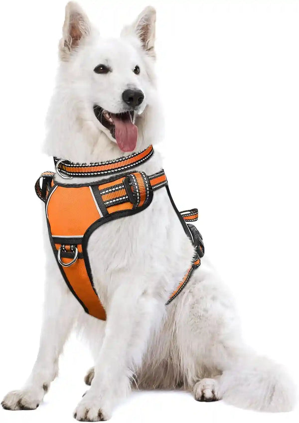 Dog Harness No Pull, Pet Harnesses with Dog Collar, Adjustable Reflective Oxford Outdoor Vest, Front/Back Leash Clips for Small, Medium, Large, Extra Large Dogs, Easy Control Handle for Walking25