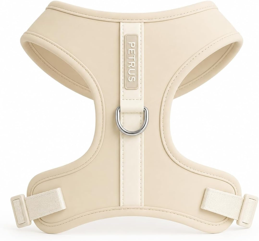 premium-no-pull-dog-harness-soft-neoprene-breathable-mesh-vest-with-front-back-clip-d-rings-adjustable-lightweight-walking-harness-for-puppies-small-medium-dogs-bronze-brown-gold-m
