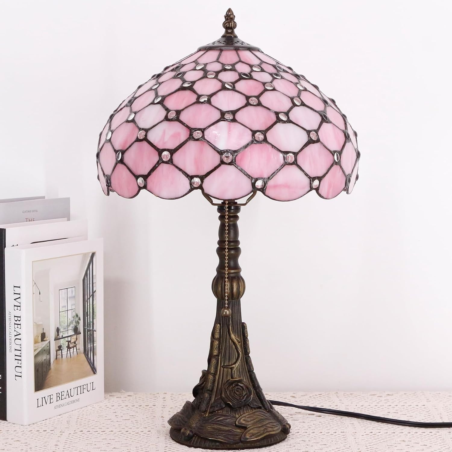 table-lamp-base-replacement-onlye-w-6-h-19-inch-fit-for-8-10-12-inch-tiffany-style-stained-glass-lampshade-dark-bronze-finish-resin-push-switch-on-cord