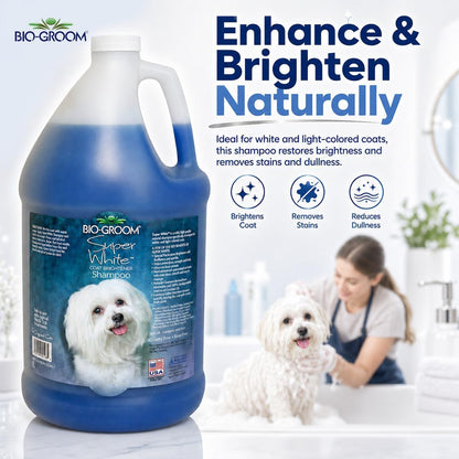Bio-Groom Super Whitening Dog Shampoo - Whitening Pet Shampoo, Dog Bathing Supplies, Puppy Wash, Grooming Supplies, Cruelty-Free - 1 Gallon2