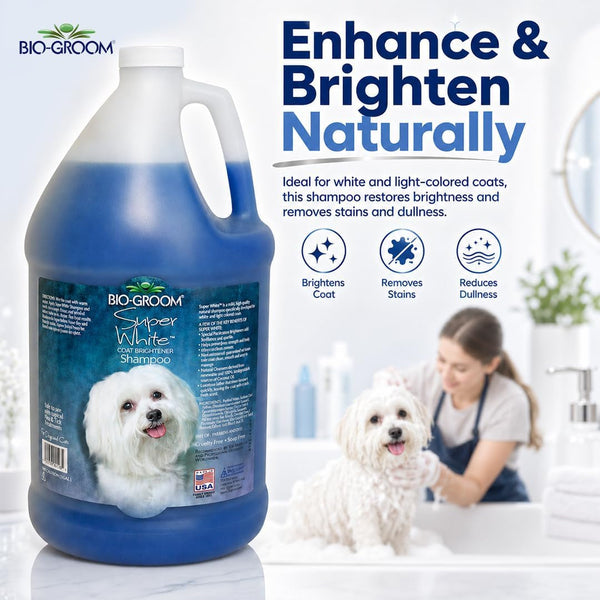Bio-Groom Super Whitening Dog Shampoo - Whitening Pet Shampoo, Dog Bathing Supplies, Puppy Wash, Grooming Supplies, Cruelty-Free - 1 Gallon2