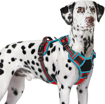 Eagloo Dog Harness No Pull for Large Dogs, Easy on & off with 3 Buckles | No Choke with Front Clip, Adjustable Fit, MOLLE System, Reflective Vest, Easy Control for Walking, Black, Large14