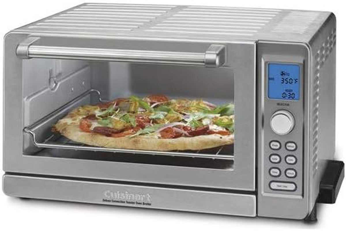 tob-135n-deluxe-convection-toaster-oven-broiler-brushed-stainless-1800w-convection-0-5-cu-ft-toast-and-bagel-and-bake-and-broil-and-pizza-and-keep-warm-blue-backlit-lcd