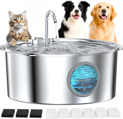 Dog Water Fountain for Large Dogs: Stainless Steel Dog Fountain Water Bowl - 3.2Gal/406Oz/12L Super Quiet Big Cat Water Fountain with Visual Water Level -Great for Large Dogs Cats and Multi-Pet Home11