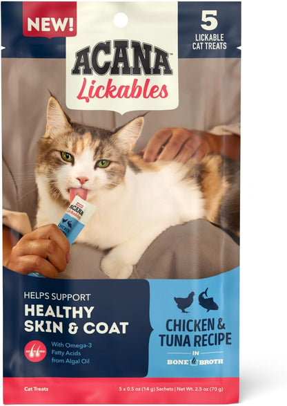 ACANA Lickables Cat Treats Variety Pack .5Oz. Tubes (8 Ct., 2 of Each) | High Protein, Skin & Coat, Immune Support12