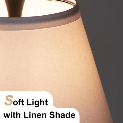 Metal Table Lamp for Bedroom, Pack of 2, Black Base (Bulb Not Included) | Modern Decor Lighting for Living Room Bedside Nightstand Office, White Linen Fabric Shade Desk Lamp with Black Metal Base5
