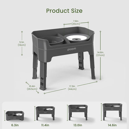 4-In-1 Elevated Slow Feeder Dog Bowls, 4 Height Adjustable Mess Proof Raised Dog Bowl Stand with No Spill Dog Water Bowl, Stainless Steel Dog Food Bowl & Slow Feeder for Large Medium Small Dogs Pets4