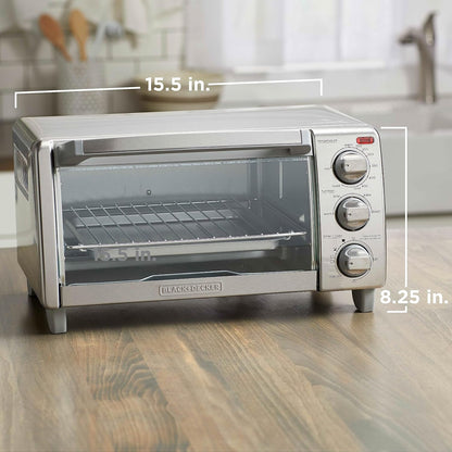 BLACK+DECKER™ Natural Convection 4-Slice Toaster Oven, Stainless Steel, Bake, Broil, Toast, Keep Warm Cooking Functions7