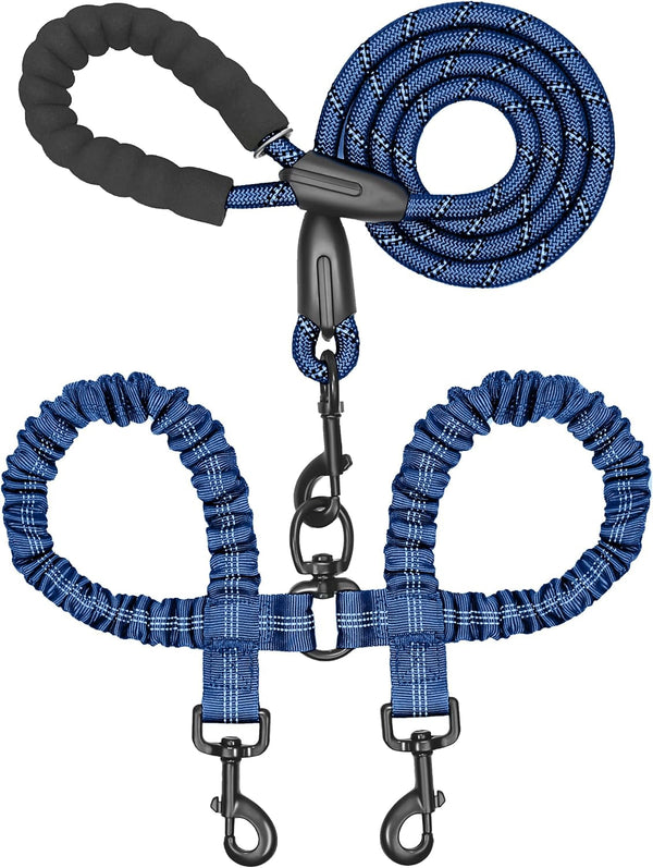 Iyoshop Dual Dog Leash - 360° Swivel, No Tangle Walking Leash with Shock Absorbing Bungee for Two Dogs (Large, 25-150 Lbs, Black)13