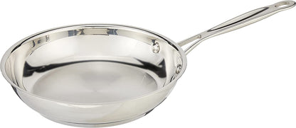 8-Inch Open Skillet, Stainless Steel Skillet, Large Kitchen Pan, Dishwasher Safe, Compatible with Induction, Electric, Gas Cooktops, Oven Safe Saucepan, Cool Grip Handles1