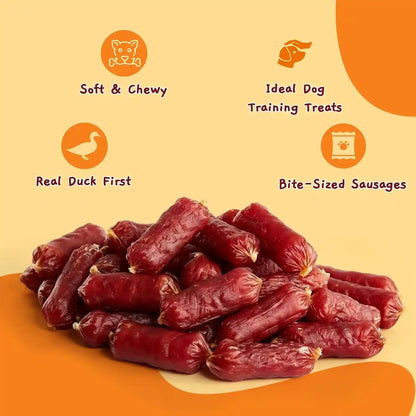 Jungle Calling 66-Count Soft Duck Sausage Treats for Small & Medium Dogs | Slow Roasted Chewy Duck Jerky, Low Fat Bite-Sized Training Treats, Soft Treats for Senior Dogs, Easy to Chew & Digest, 18 Oz3