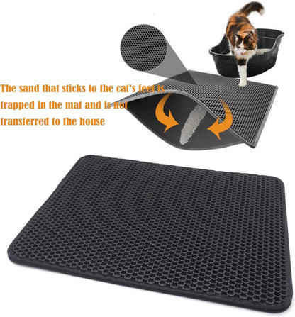 XKMT- Animal Pet Supplies Cats Litter & Housebreaking 75X58 Black Cat Litter Mat Double Layer Pad Trapper Folding Pad EVA Foam Rubber2