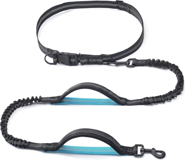 Iyoshop Retractable Hands Free Dog Leash - Dual Handle Bungee Waist Leash for Small, Medium and Large Dogs (Medium/Large, 25-150 Lbs, Black)1