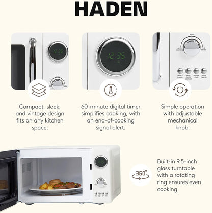 Haden 700 Watt 0.7 Cubic Foot Microwave Oven with Digital Controls | Defrost, and Instant Start Countertop Small Appliance, Ivory/Chrome3
