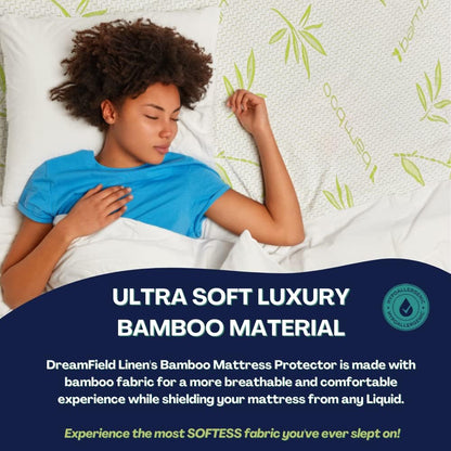 Bamboo Mattress Protector with Zipper - 100% Waterproof King Size Cooling Mattress Cover - Ultra Soft Jacquard Fabric Breathable Noiseless Mattress Pad Cover - Zippered Mattress Encasements5