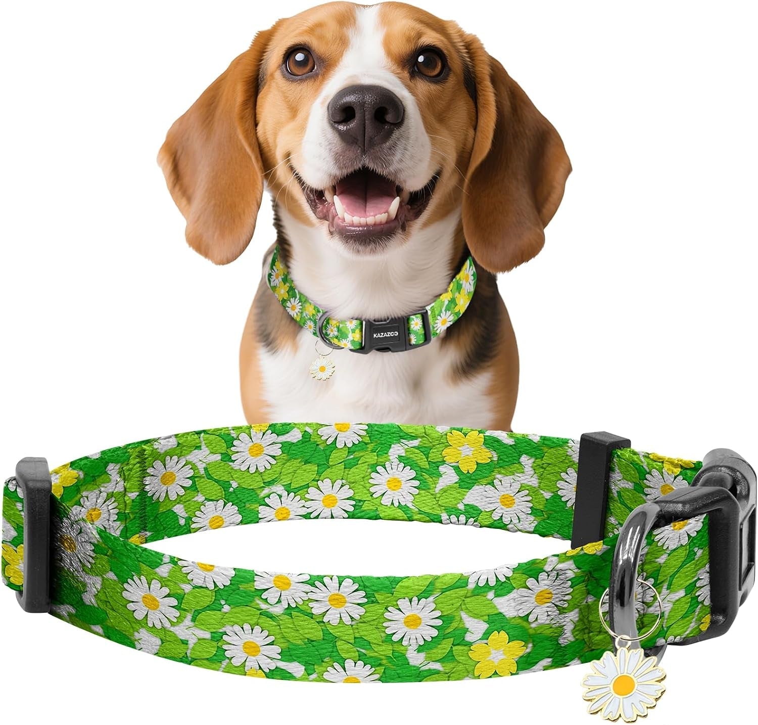 kazazoo-dog-collar-cute-and-soft-nylon-puppy-collar-girl-dogs-adjustable-purple-dog-collars-for-medium-dogs-purple-flowers-m