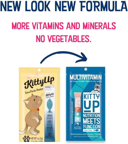 Kitty up Lickable Cat Treats - Real Tuna Puree Squeeze Tube Multivitamins | with Lysine & Taurine, Grain-Free, Wet, for Indoor Cats2