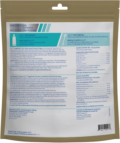 C.E.T. Veggiedent Fr3Sh & Zen Plaque and Tartar Control Chews for Dogs, L | Calming Dog Dental Chews, L-Theanine Dog Calming Chew, Plant Based Chews, VOHC Approved for Plaque & Tartar2