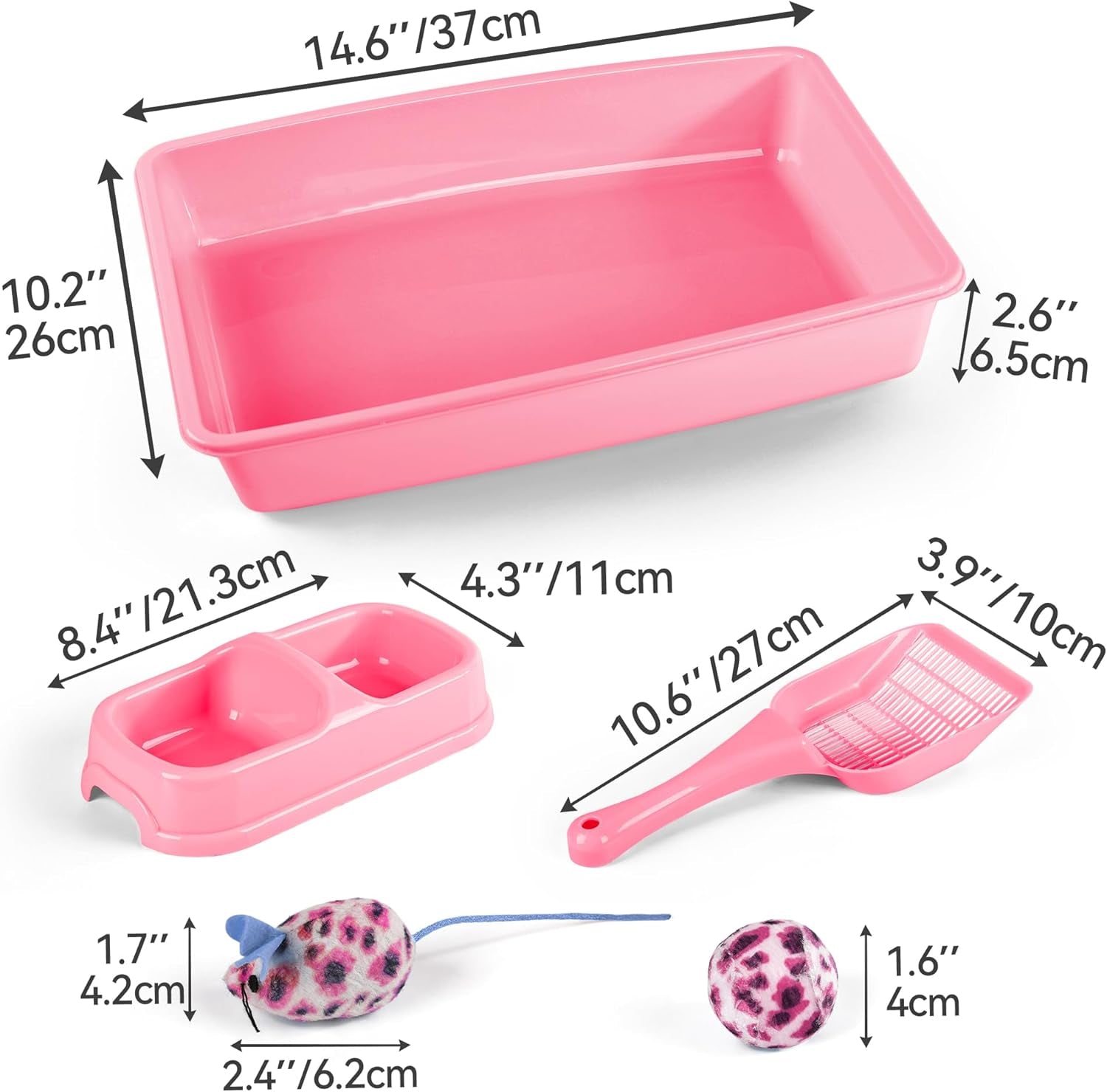pink-cat-litter-box-set-small-cat-kitten-starter-kit-with-litter-scoop-cat-bowl-kittens-toy-heated-cat-house-indoor-cats-home-with-heated-pad-cat-houses-condos-heater-cat-bed