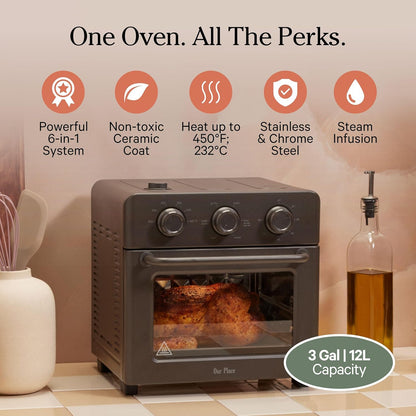 Our Place Wonder Oven & Essentials Kit, 3-Piece Oven, Pan & Air Fry Basket | 6-In-1 Air Fryer Toaster Oven, Steam Infusion, Convection Cooking, Extra Bake Pan and Air Fryer Basket, Pfas-Free, Nonstick2