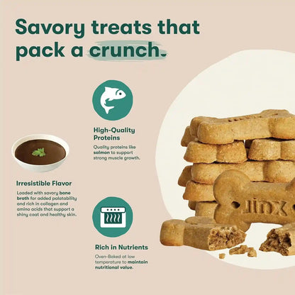Jinx Dog Biscuits, Oven-Baked Dog Treats with Salmon Bone Broth, 16Oz | 1-Pack Crunchy & Healthy Dog Treat, Superfood-Rich with Real Salmon, Dog Cookies for Puppies, Adults & Senior Dogs3
