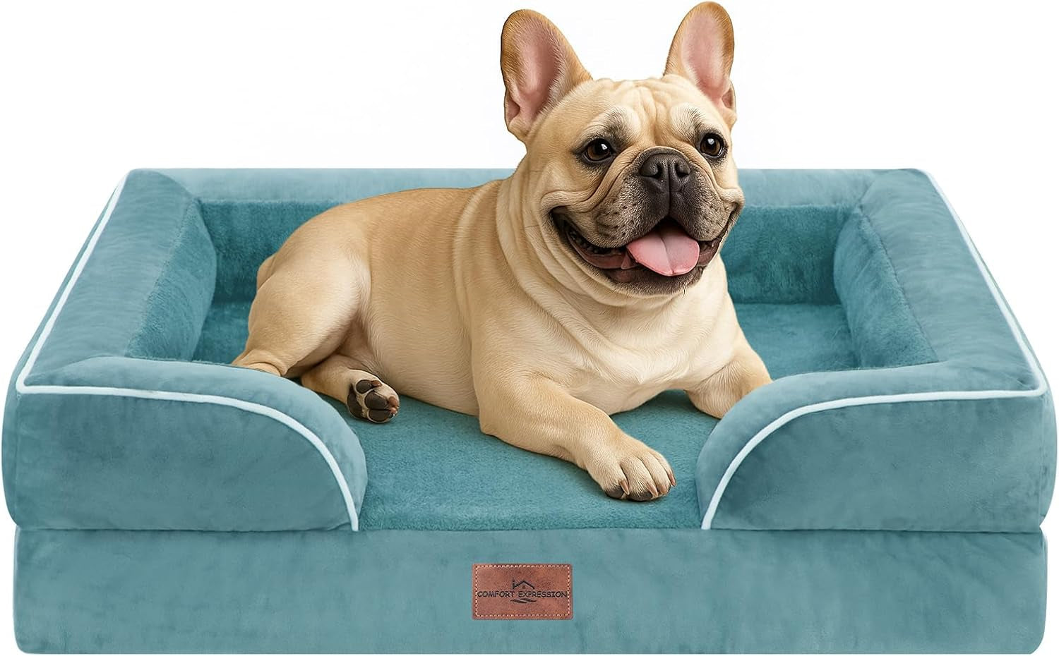 comfort-expression-orthopedic-dog-bed-for-extra-large-dogs-with-bolster-waterproof-dog-couch-bed-with-washable-cover-non-slip-bottom-supportive-egg-crate-foam-xl-pet-bed-42x30-inch
