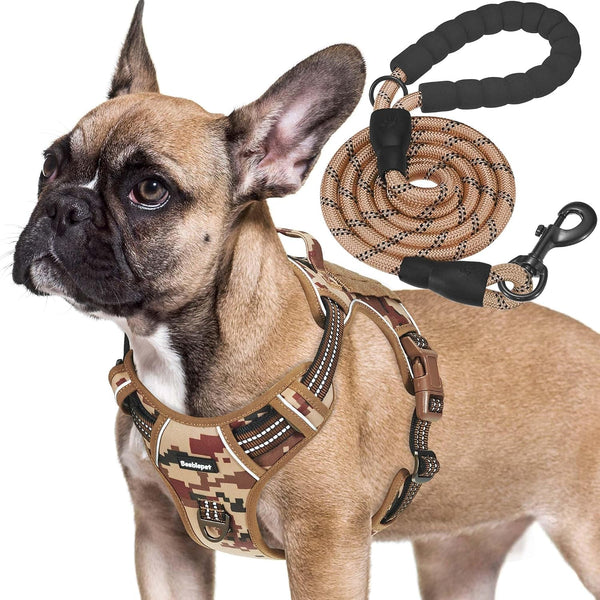 Beebiepet Heavy Duty Tactical Dog Harness for Small Dogs, No Pull Adjustable Pet Harness Reflective Service Training Easy Control Pet Vest Military K9 Working Dog Harnesses- Large, Brown7